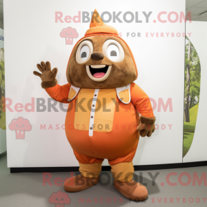 Brun Orange maskot kostume...