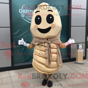 Tan Croissant maskot drakt...