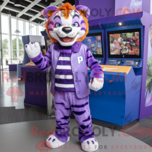Lila Tiger Maskottchen...