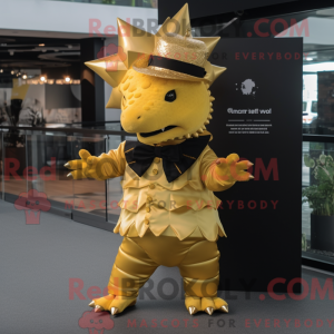 Guld Stegosaurus maskot...