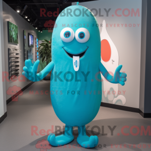 Cyan Aglet maskotdraktfigur...