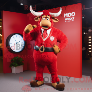 Rød Minotaur maskot kostume...
