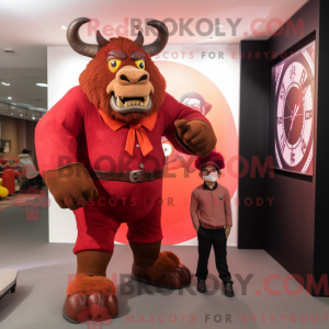Rød Minotaur maskot kostume...