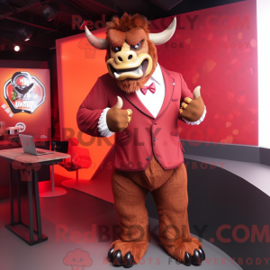 Rød Minotaur maskot kostume...