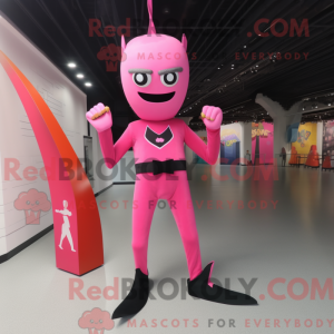 Postava maskota z růžového...