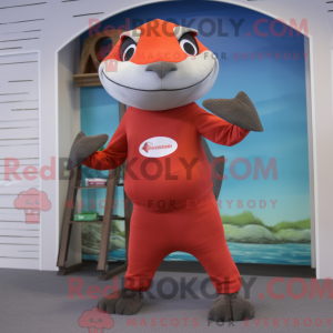 Rød laks maskot kostume...