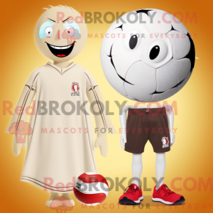 Beige Handball Ball mascot...