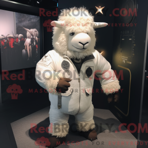 Hvid Yak maskot kostume...