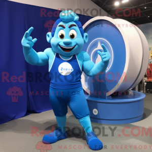 Blå akrobat maskot kostume...