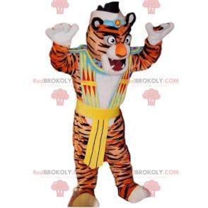 Maskot tygra s indiánským kostýmem
