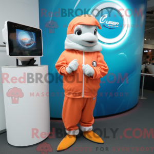 Pfirsich-Delfin-Maskottchen...