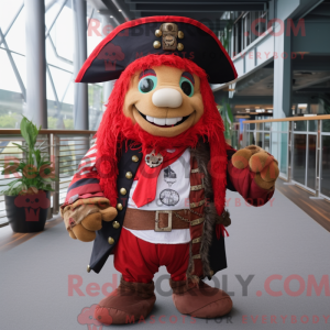 Rød Pirat maskot kostume...