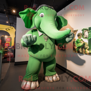 Grøn Elefant maskot kostume...
