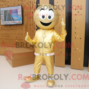 Gold Acrobat mascot costume...