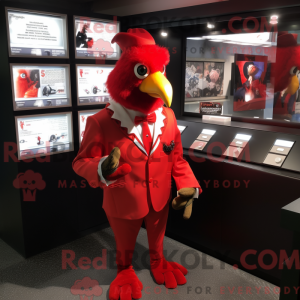 Rode Kip mascottekostuum...