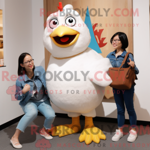 Hvit kylling maskot drak...
