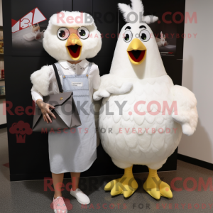Hvit kylling maskot drak...