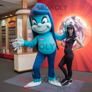 Cyan vampyr maskot drakt...
