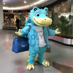 Himmelblå krokodille maskot...