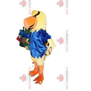 Mascotte dell'aquila gialla con una maglia blu