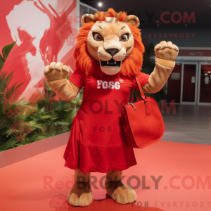 Rød Smilodon maskot kostume...