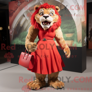 Red Smilodon mascot costume...