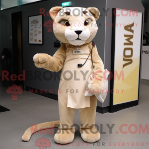 Beige Puma-maskotdraktfigur...