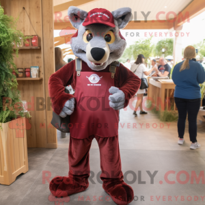 Maroon Wolf maskot kostyme...