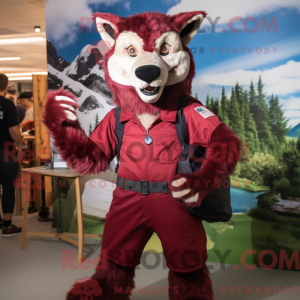 Maroon Wolf maskot kostume...