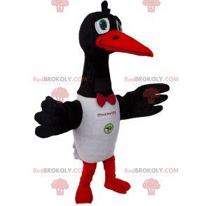 Mascota de la cigüeña con pajarita