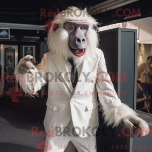Hvid bavian maskot kostume...