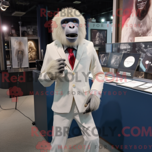 White Baboon mascot costume...