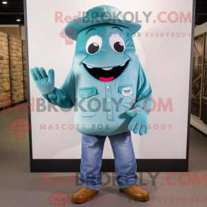 Teal Steak mascot costume...