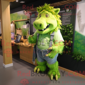Lime Green Wild Boar mascot...