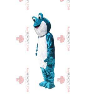 Turquoise and white frog mascot