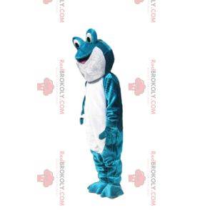 Mascotte de grenouille turquoise et blanche