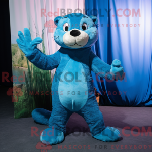 Blue Otter-maskotdraktfigur...