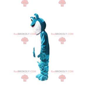 Mascote sapo turquesa e branco