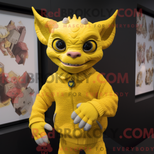 Gul Gargoyle maskot kostume...