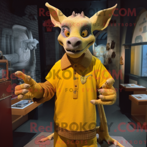 Gul Gargoyle maskot kostume...