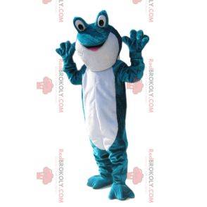 Mascote sapo turquesa e branco