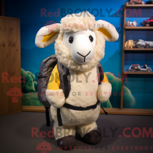 Cream Suffolk Sheep maskot...