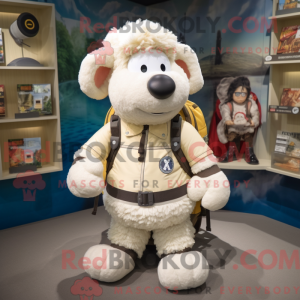 Cream Suffolk Sheep maskot...