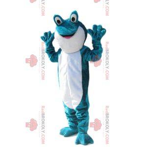 Mascote sapo turquesa e branco