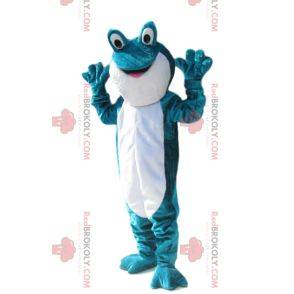 Mascotte de grenouille turquoise et blanche