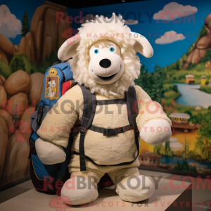 Cream Suffolk Sheep mascot...