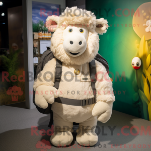Cream Suffolk Sheep maskot...