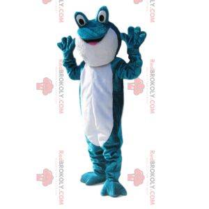Mascotte de grenouille turquoise et blanche