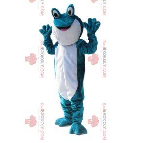 Mascotte de grenouille turquoise et blanche