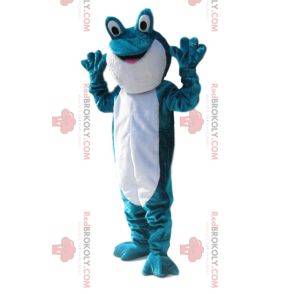 Turquoise and white frog mascot